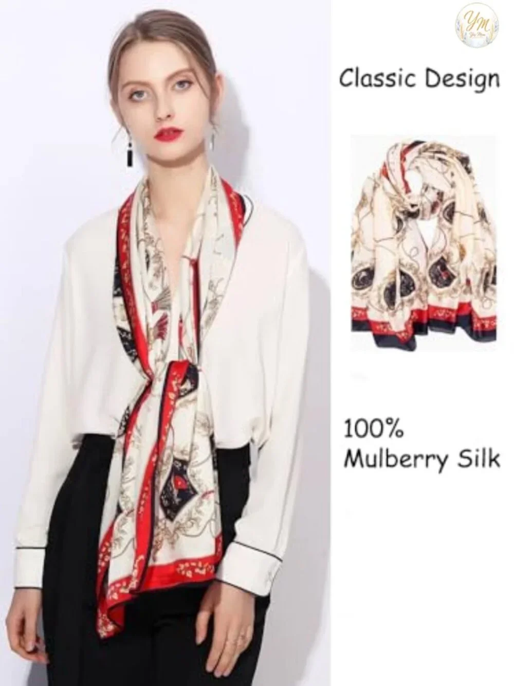 100% Pure Mulberry Silk Long Scarf Women Oblong Shawl Wrap Gift